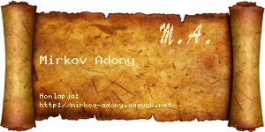 Mirkov Adony névjegykártya